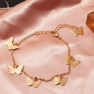 🎉 New Butterfly Gold Plated Anklet Ankle Bracelet